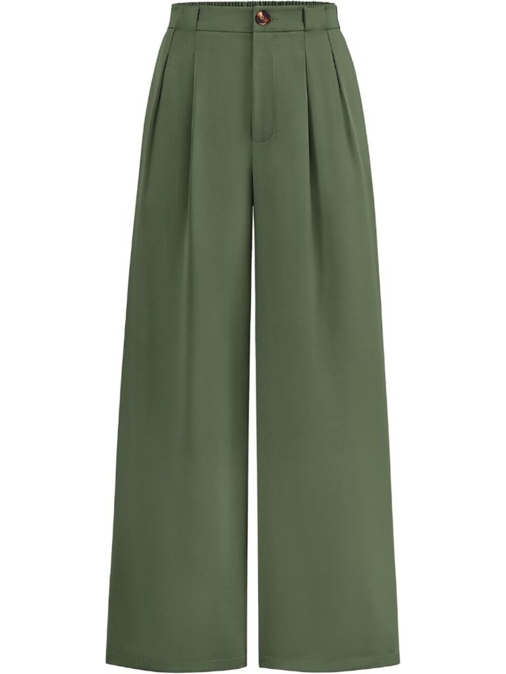 Chic High-Waisted Wide Leg Trousers for Women - Dressy Button Front Pants